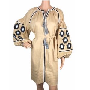 Embroidered Linen Ukrainian Balloon Sleeve…